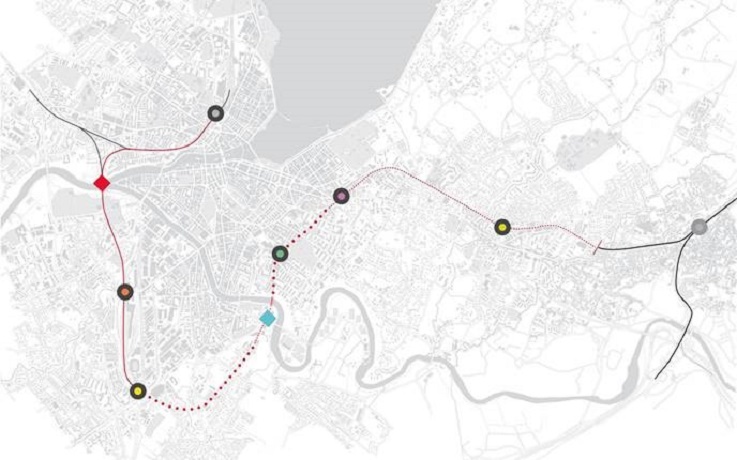 La ligne ferroviaire Cornavin-Annemasse (CEVA) s'étend sur 16 km.