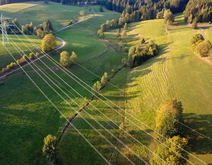 Plan aérien d'un réseau électrique