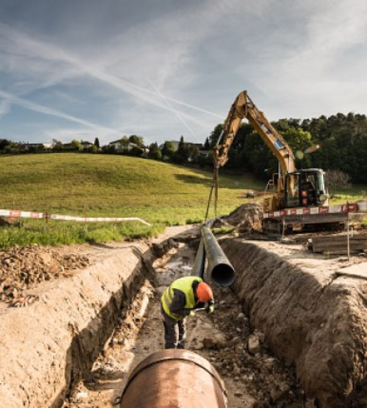 un projet de chauffage à distance de Groupe E en chantier
