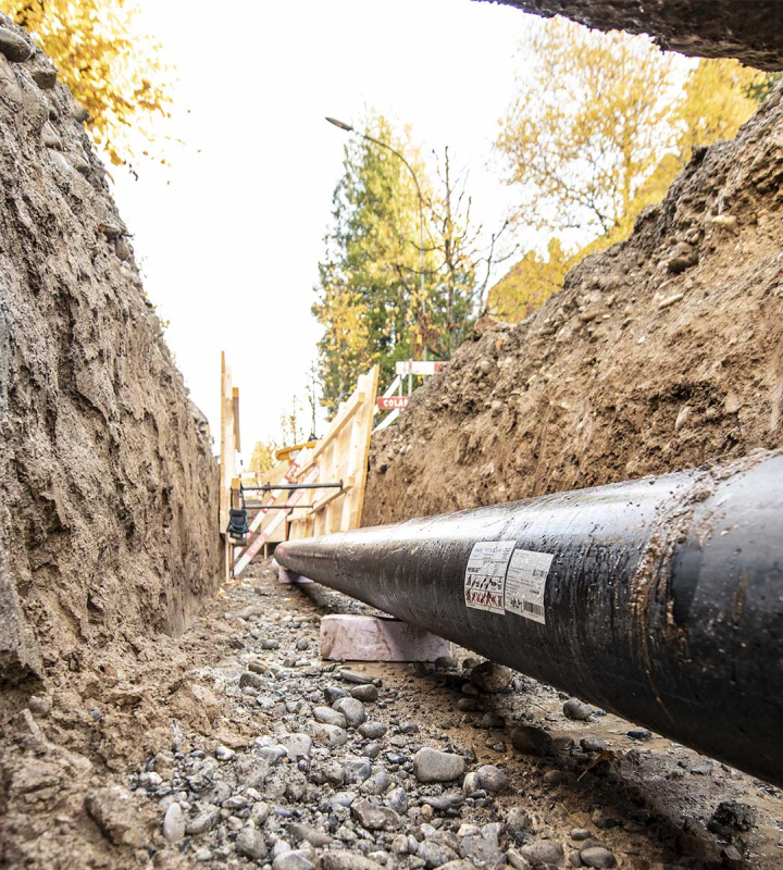 conduite de chauffage à distance enterrée