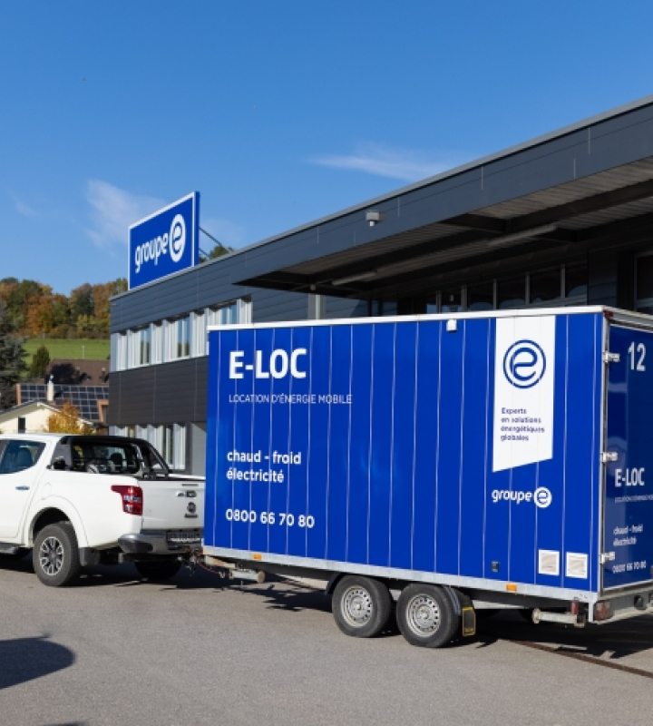 Mobile Heizungen Groupe E auf einem Anhänger montiert