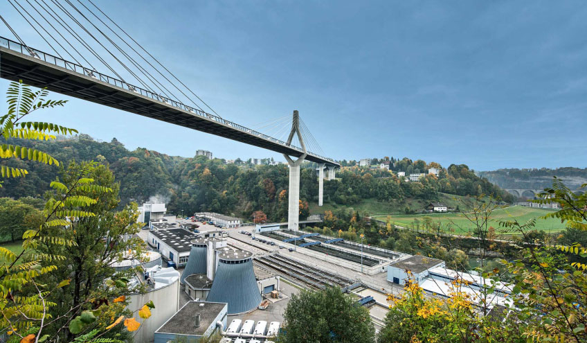 Foto der Stadt Freiburg, die an das Biogas von Groupe E angeschlossen ist