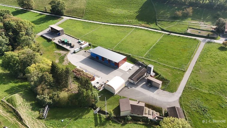Vue aérienne du chauffage à distance de Cottens
