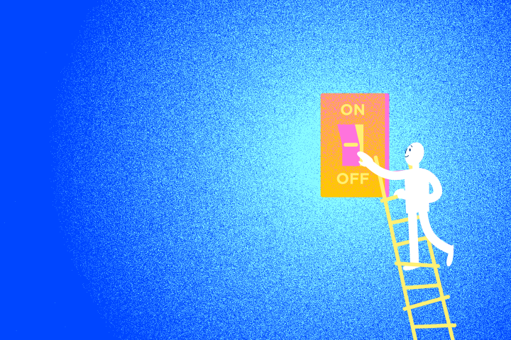 Illustration d'un personnage éteignant une lumière