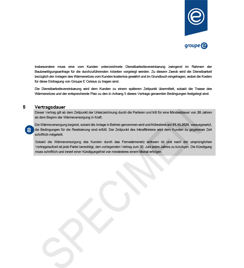 Beispiel einer Fernwärmerechnung von Groupe E