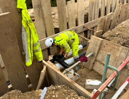 Chantier chauffage à distance Fribourg