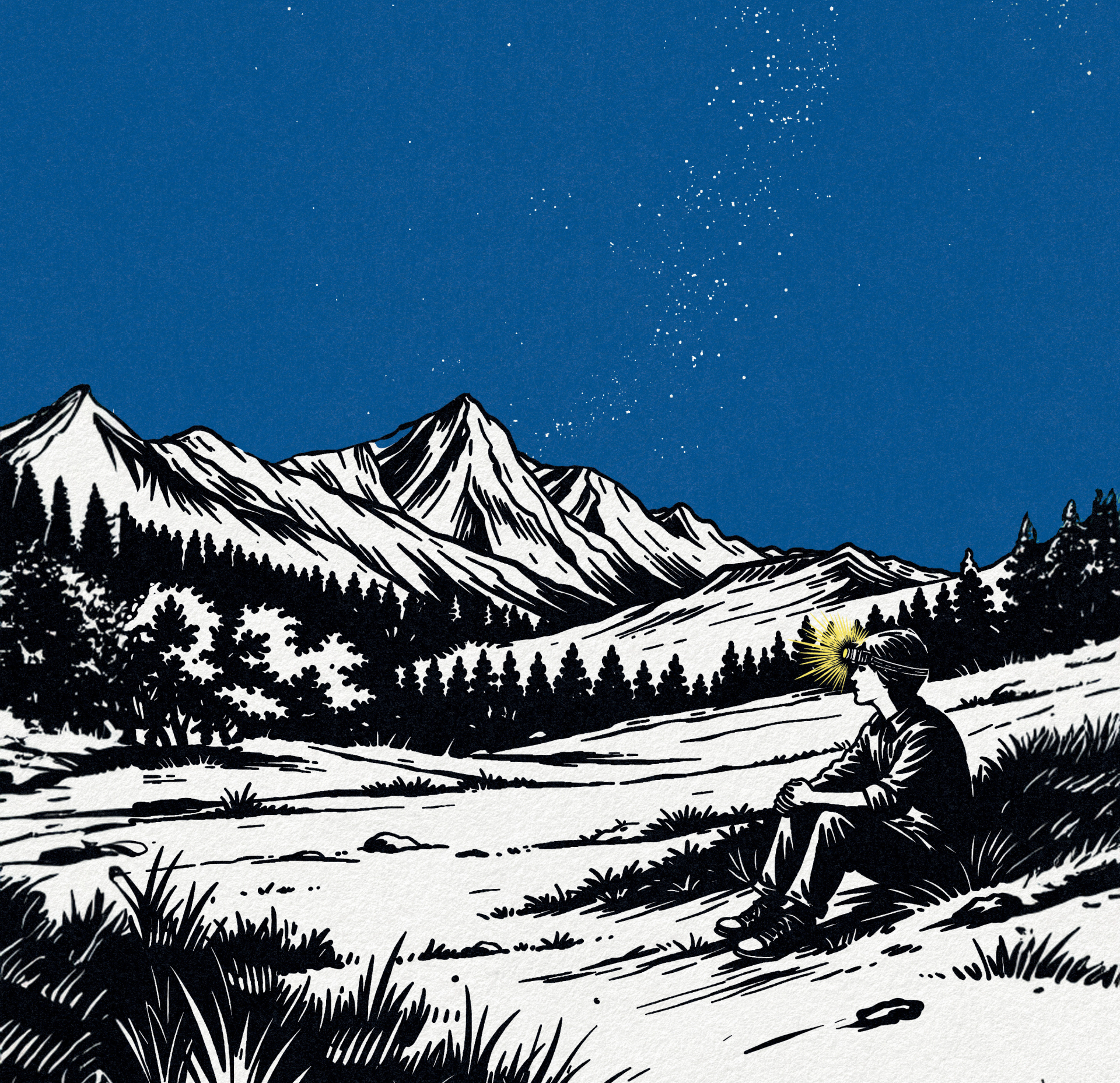 Illustration einer Person, die in die Sterne schaut
