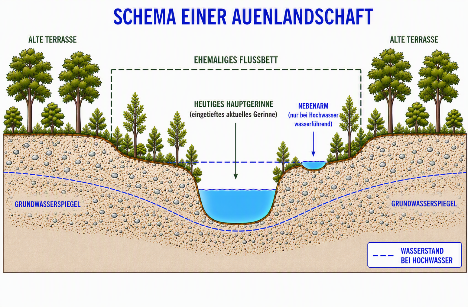Schematische Darstellung einer Schwemmlandzone